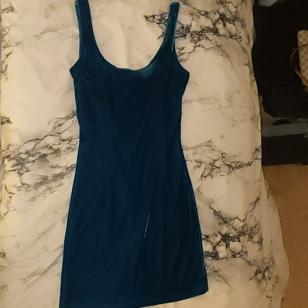 Tobi Turquoise Velvet Dress S